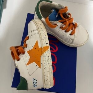 Kids White and Orange Sneakers